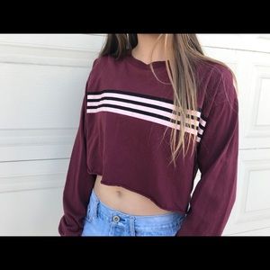 Striped, maroon long sleeve.